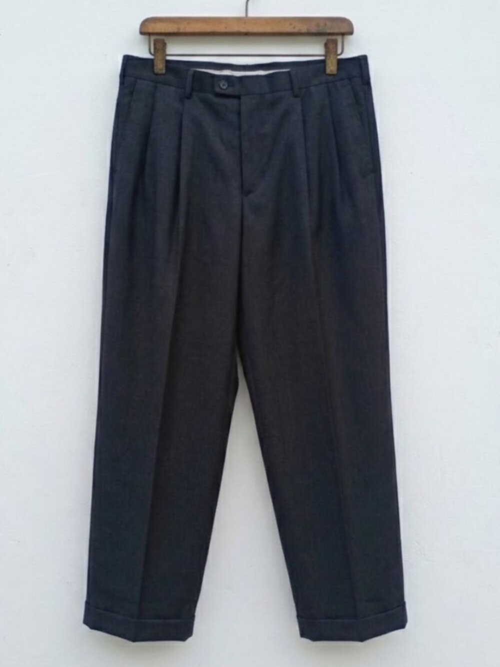 NWT Men's Perry Ellis Portfolio Dress Pants 36 x 30 Black Pleated Hi-Twist 100s